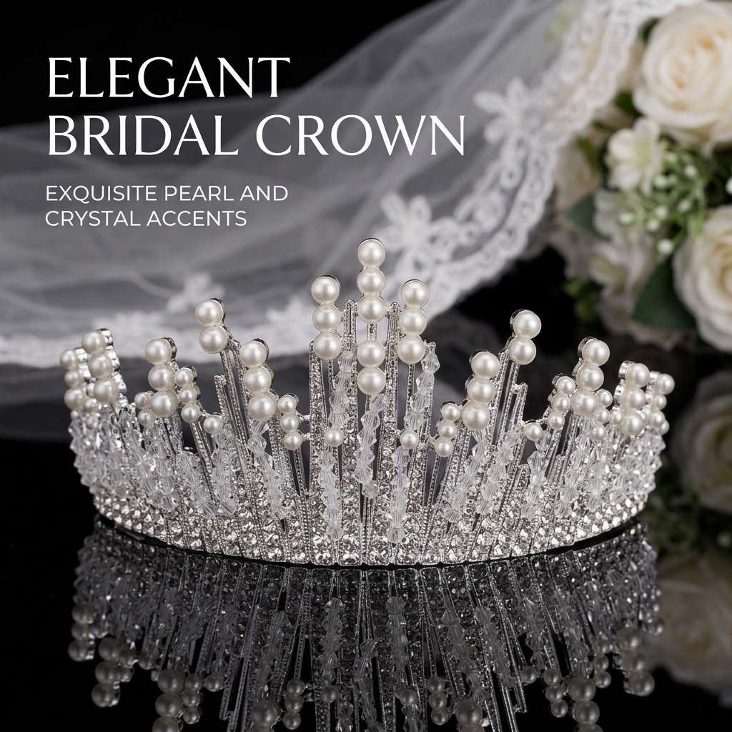 Event & Party Supply Photos - Bridal Pearl Crown Headpiece Elegant Rhinestone