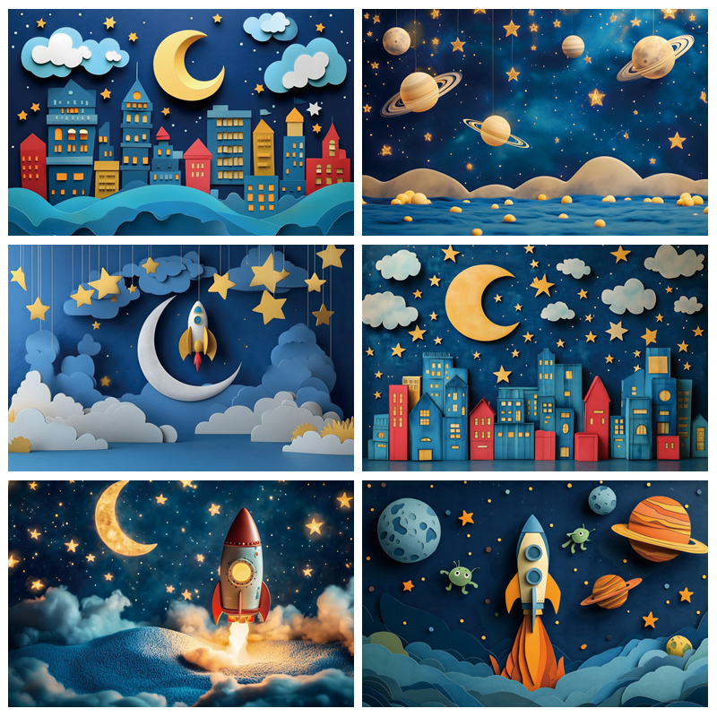 Event Launch Party - Rocket Launch Space Planet Cartoon Photography