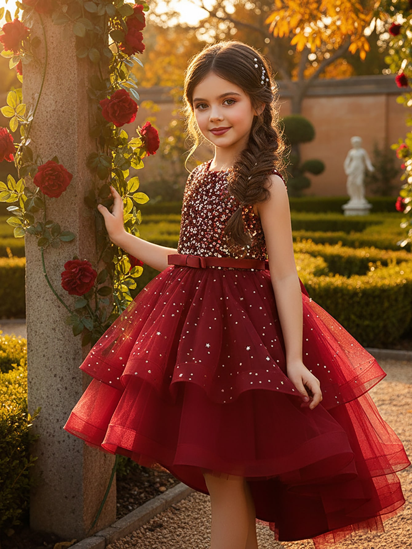 Glitter Tablecloth - Baby Girl Princess Floral Sequins Dress