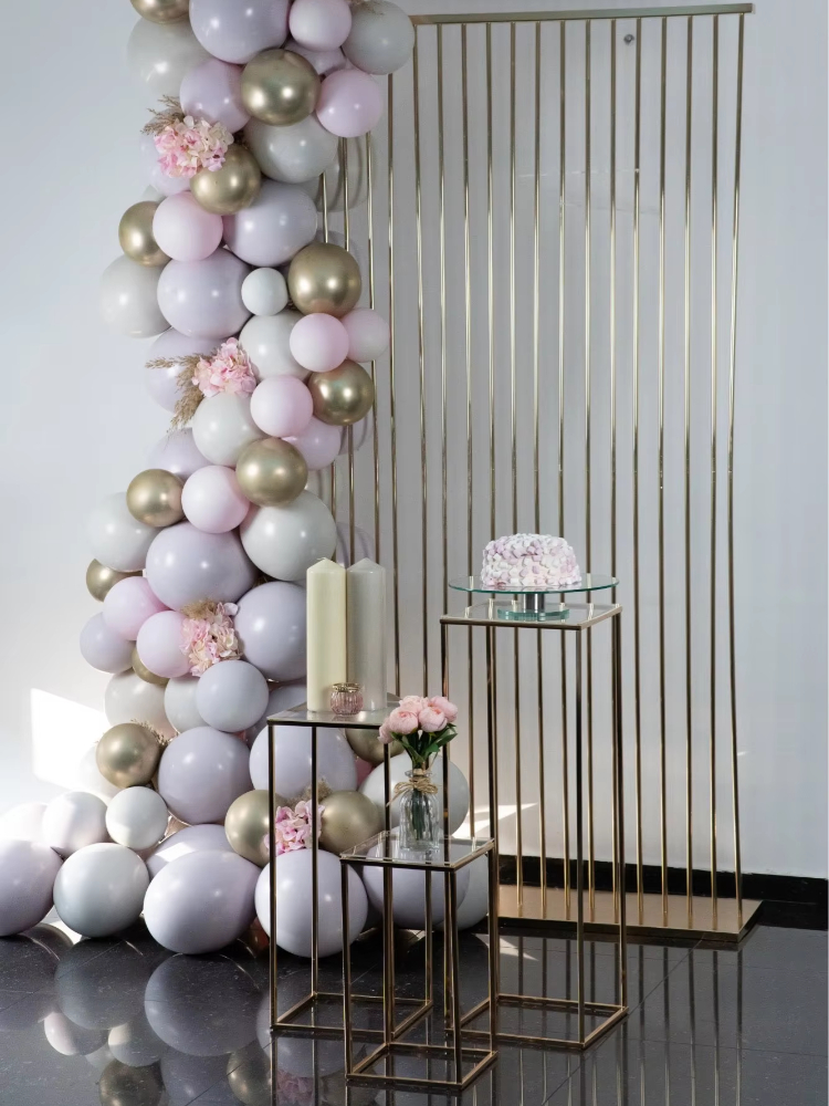Dessert Table Backdrop - Shiny Gold Metal Frame Flower Arch