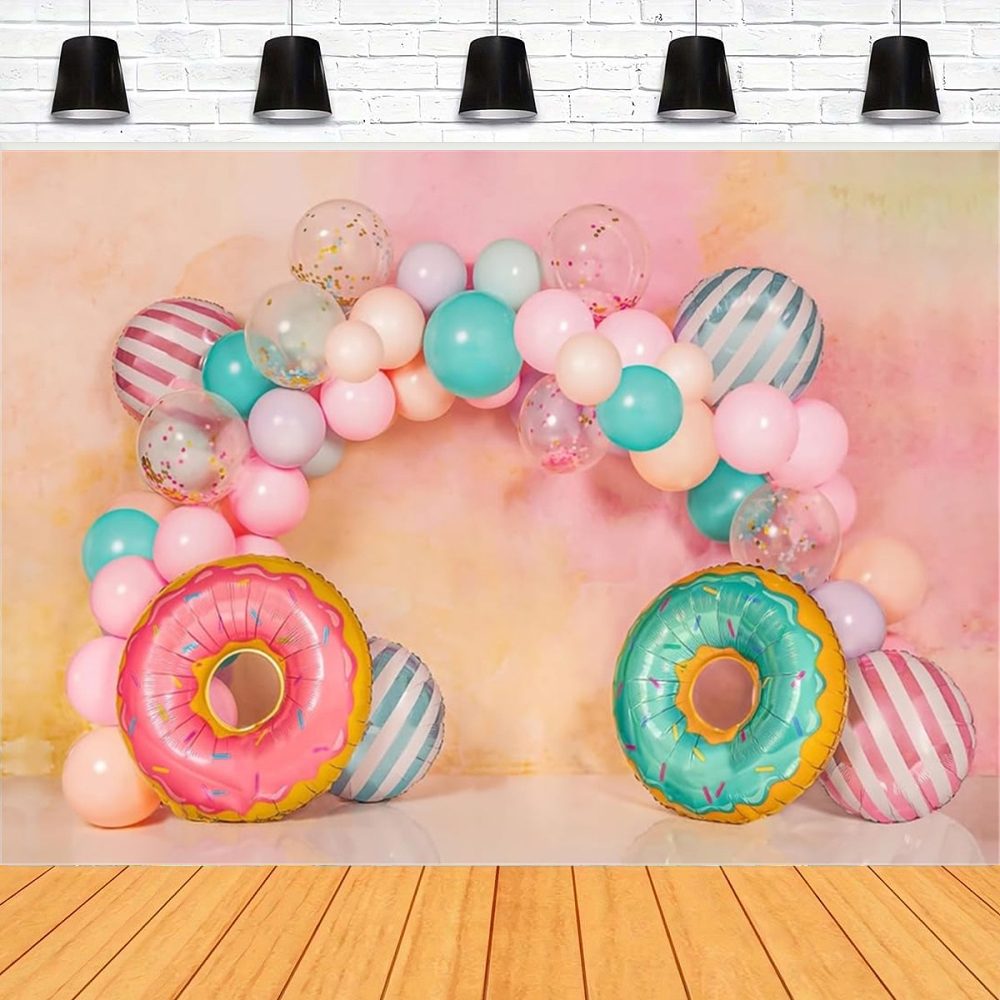 Dessert Table Backdrop - Donut Photography Backdrop Pink Wall Dessert