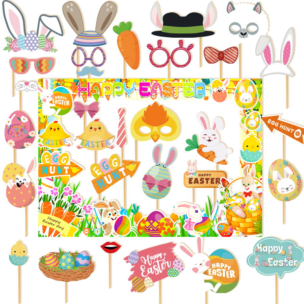 Photo Booth Frame - 1set Easter Paper Photo Booth Props