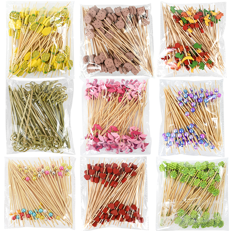 Centerpiece Stick - 100Pcs Disposable Bamboo Skewer Hawaiian Flamingo