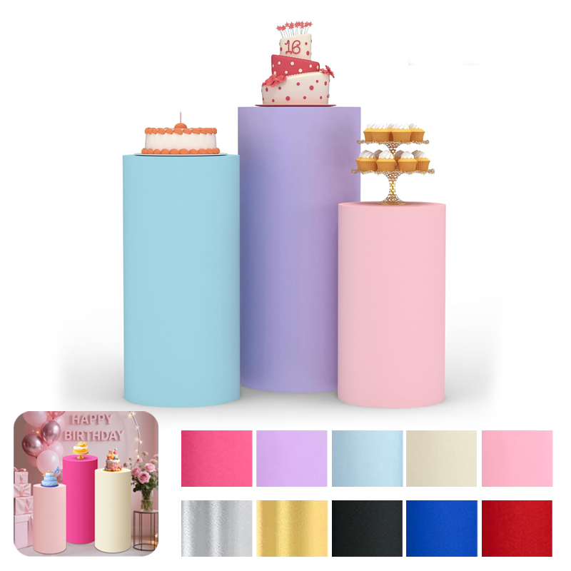 Dessert Table Backdrop - White Wedding Party Cylinder Stand Covers