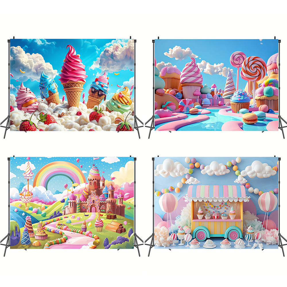 Dessert Table Backdrop - Sweet Ice Cream Theme Backdrop Dessert