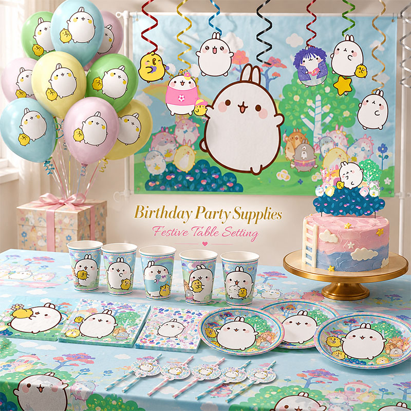 Paper Straw Color - Molang Cartoon Themed Party Supplies Disposable