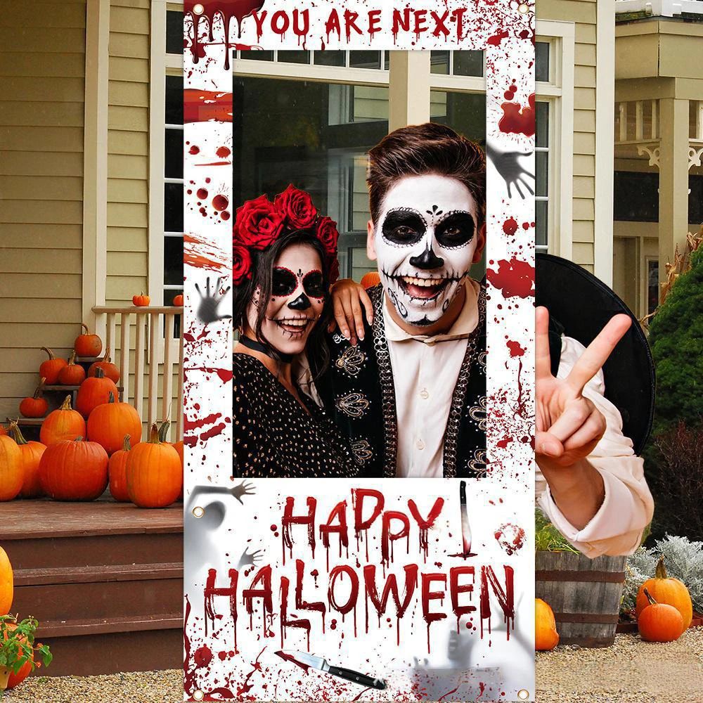 Photo Booth Frame - Runto Happy Halloween Photo Backdrop ,Horror