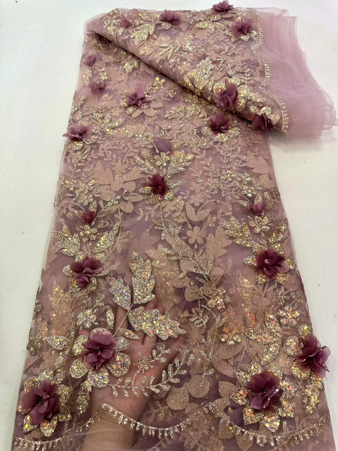 Glitter Tablecloth - African Lace Fabric Embroidered Sequined Nigerian