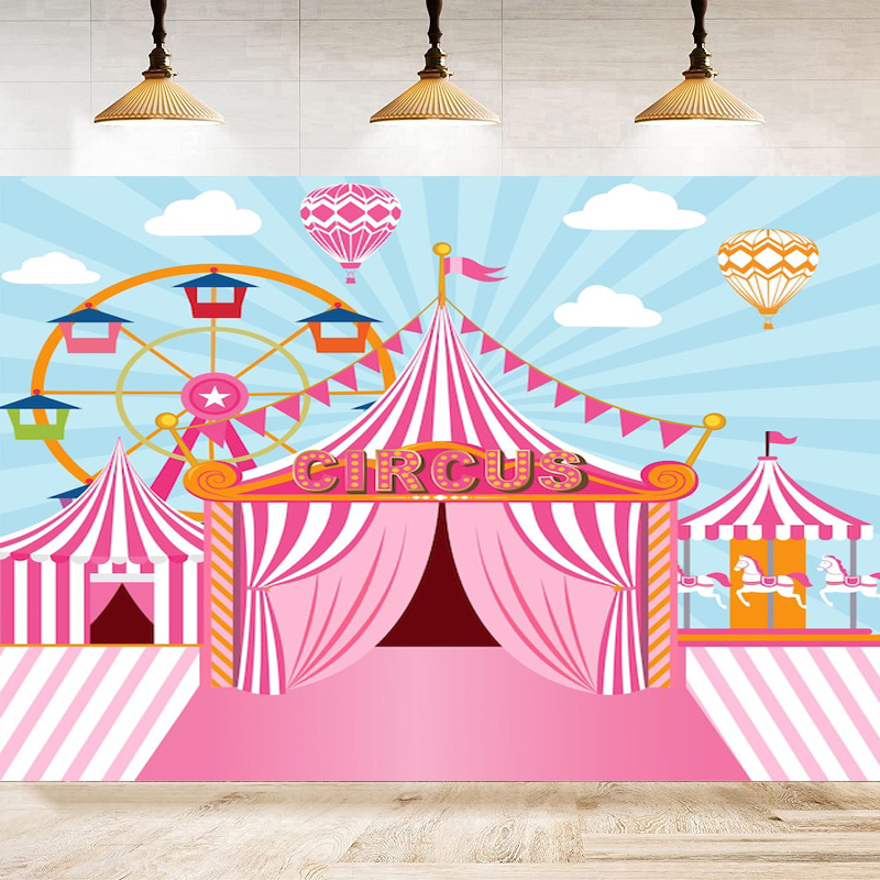 Dessert Table Backdrop - Pink Circus Photography Backdrop Carousel Tent