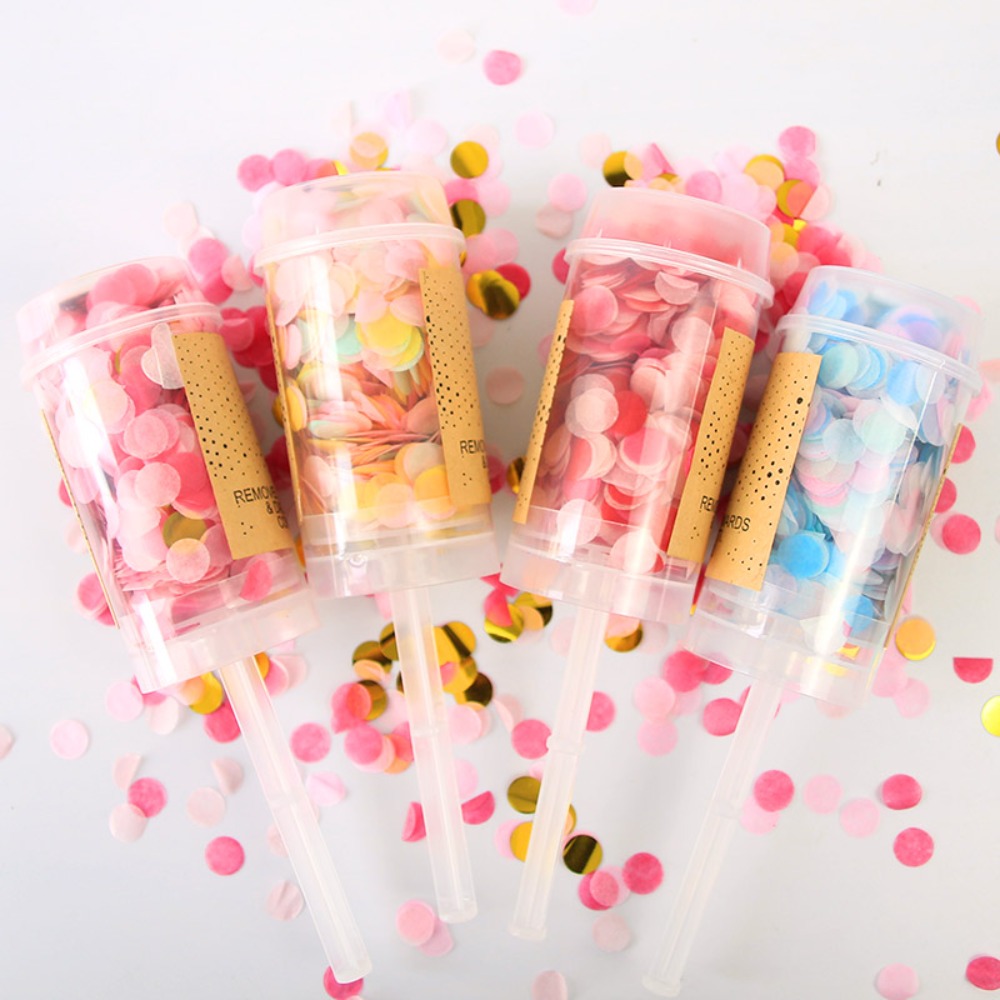 Confetti Cannon Tube - 1Pcs Round Push Up Confetti Poppers