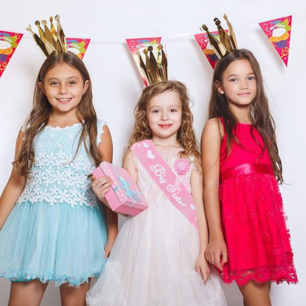 Birthday Sash Glitter - Pink Blue Baby Shower Glitter Satin