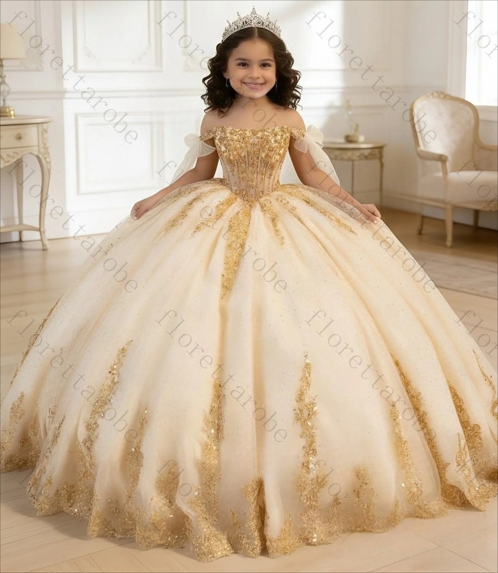 Birthday Sash Glitter - Customized Champagne Gold Lace Flower Girl