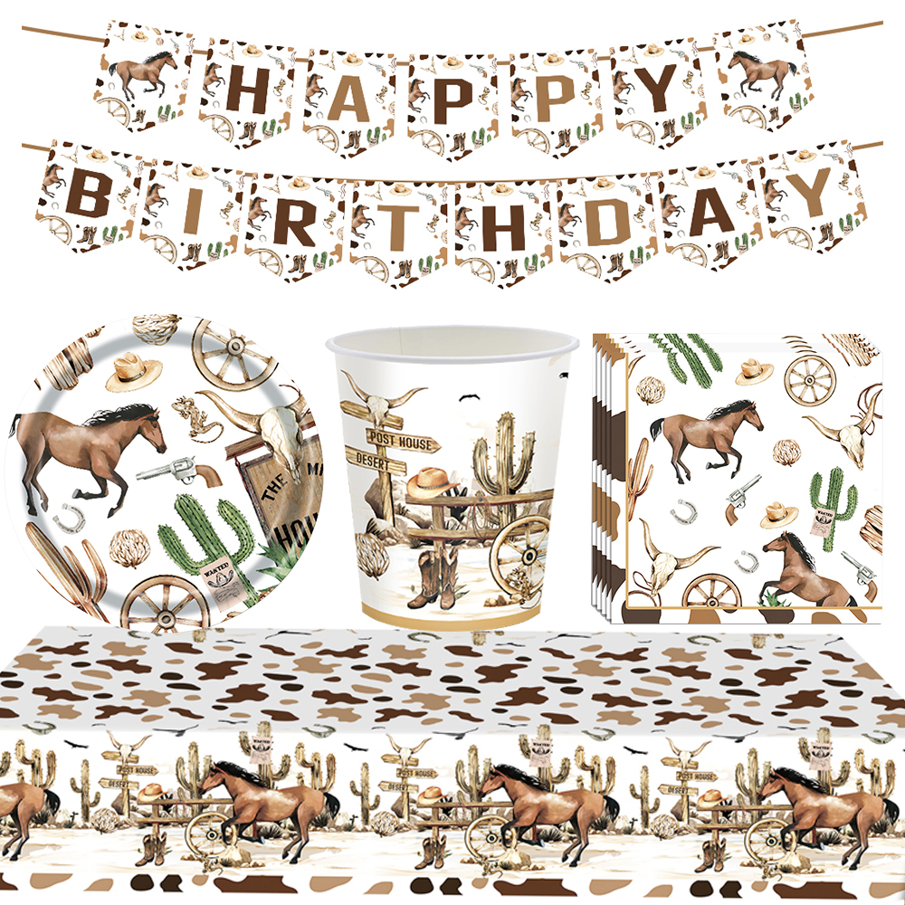 Table Cloth Disposable - Western Cowboy Party disposable tableware plate