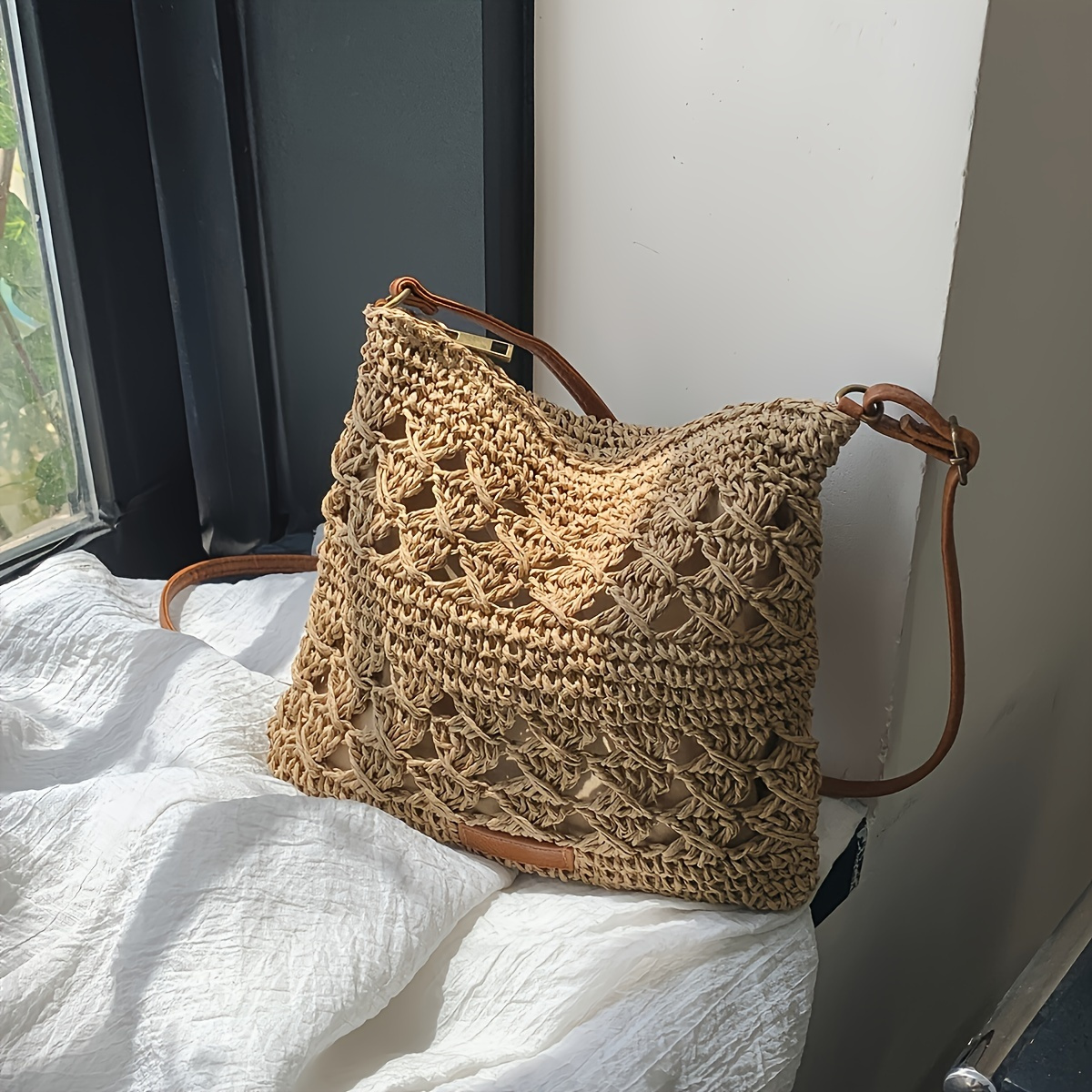 Paper Straw Color - Chic Handmade Paper Straw Crossbody Bag