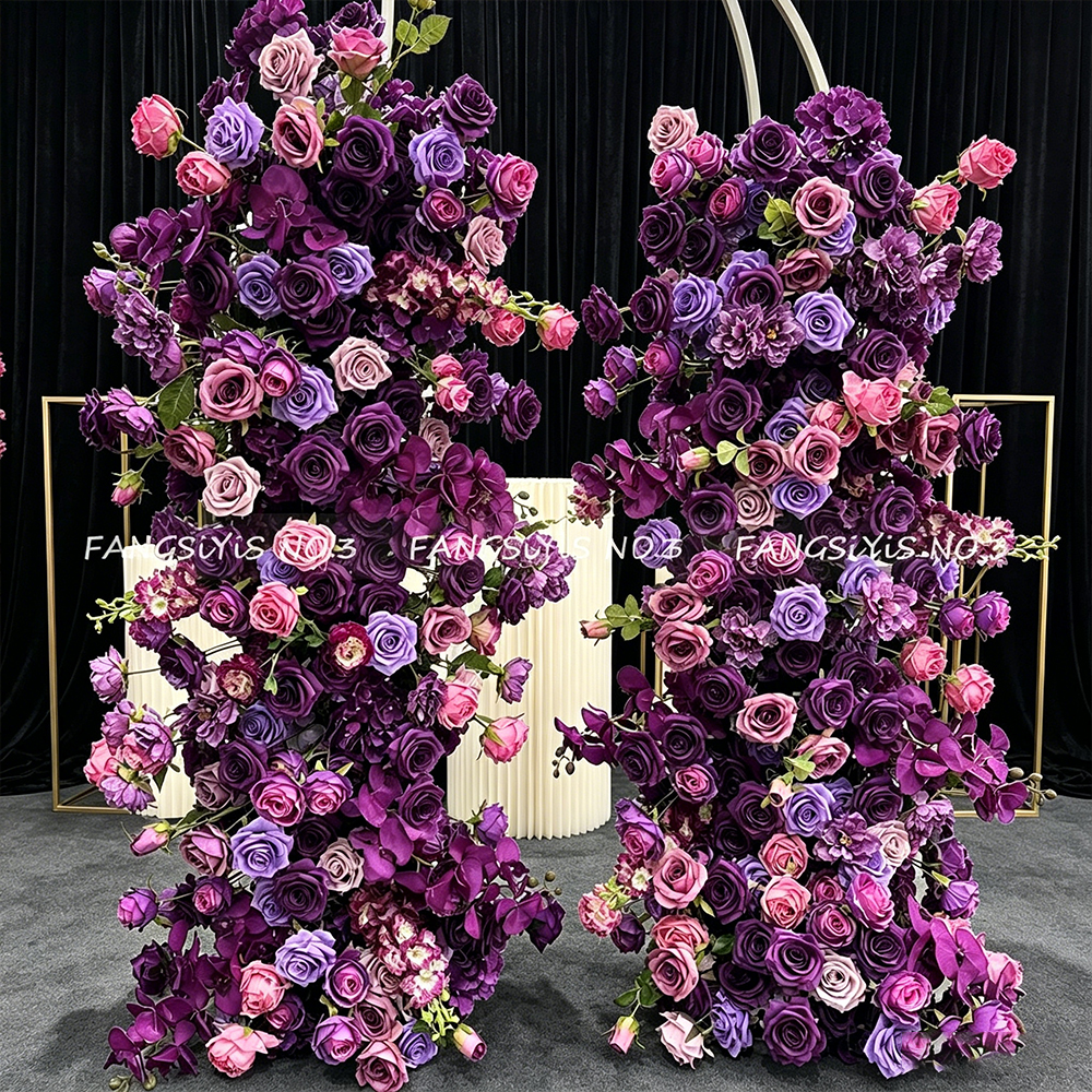 Flower Wall Panel - 2M/1M Luxury Purple Rose Artificial Flower