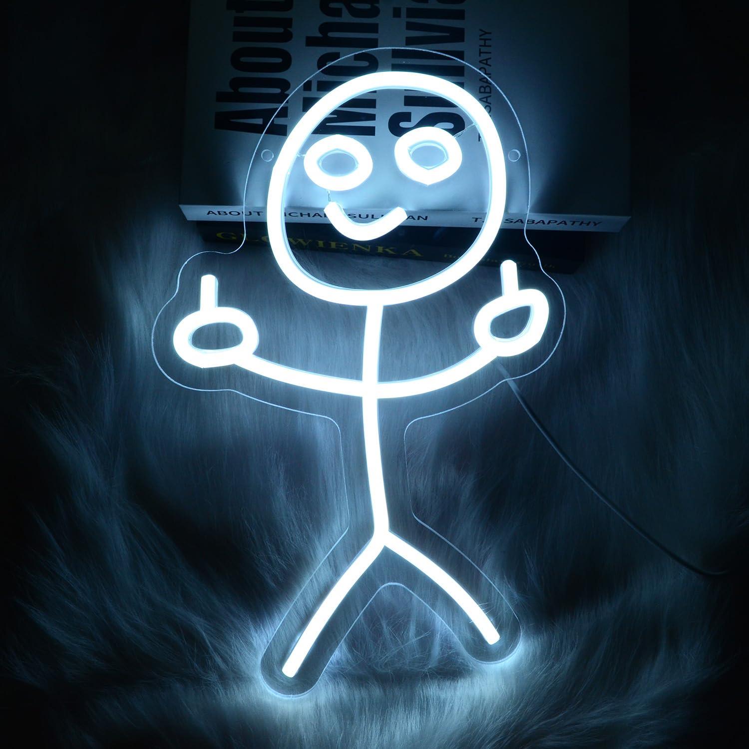 Neon Sign Party - Funny Middle Finger Stickman Neon Sign