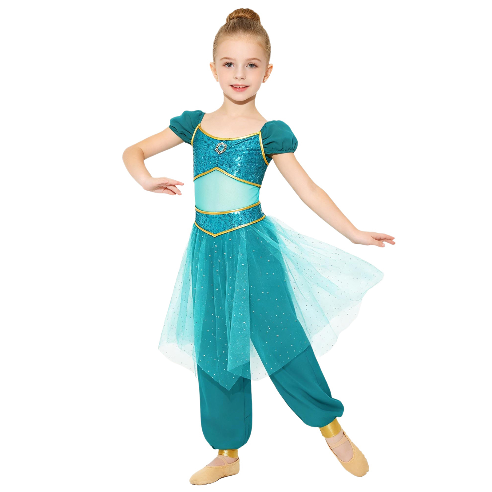 Glitter Tablecloth - Children's Sequined Tulle Overlay Jumpsuit for