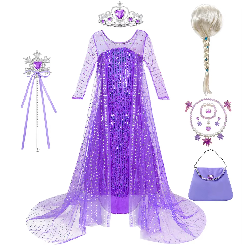 Glitter Tablecloth - Elsa Purple Halloween Dress Girls Floor