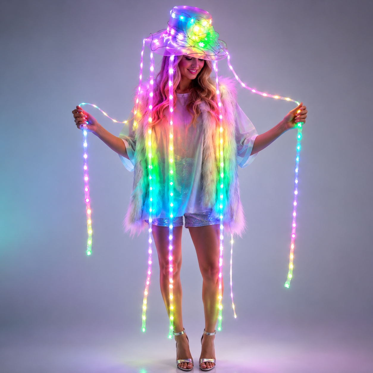 Event Party Dj - LED Jellyfish Hat Full Color Luminous