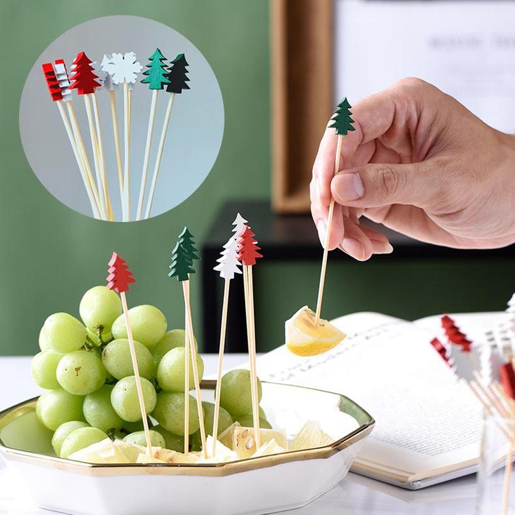 Centerpiece Stick - 50Pcs Christmas Cocktail Picks Disposable Bamboo