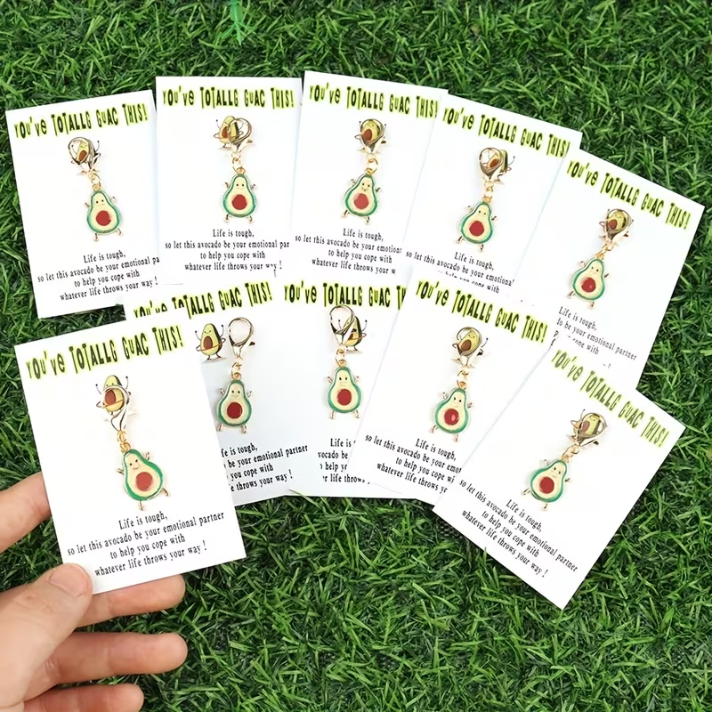 Event Party - 10 Charming Avocado Keychains with Emotional