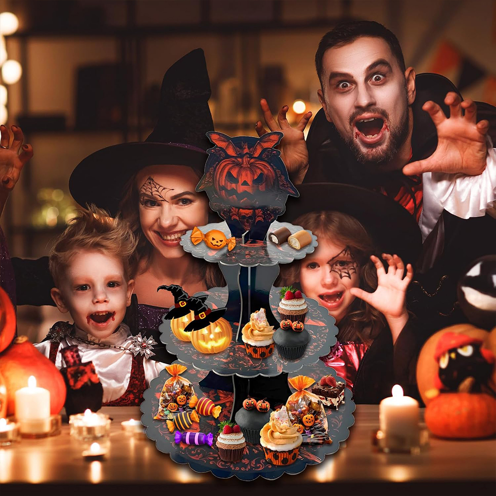 Cupcake Stand Tier - Halloween Cake Stand Pumpkin Bat Ghost