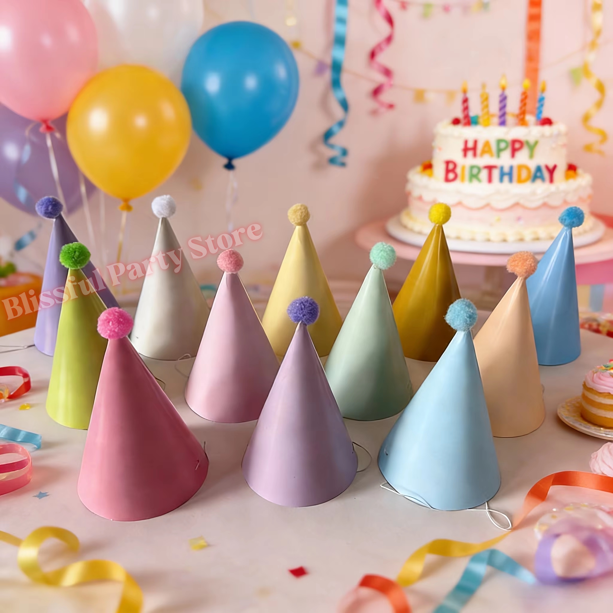 Colorful Birthday Party Hats M - Party Hat Cone ulasan dan harga