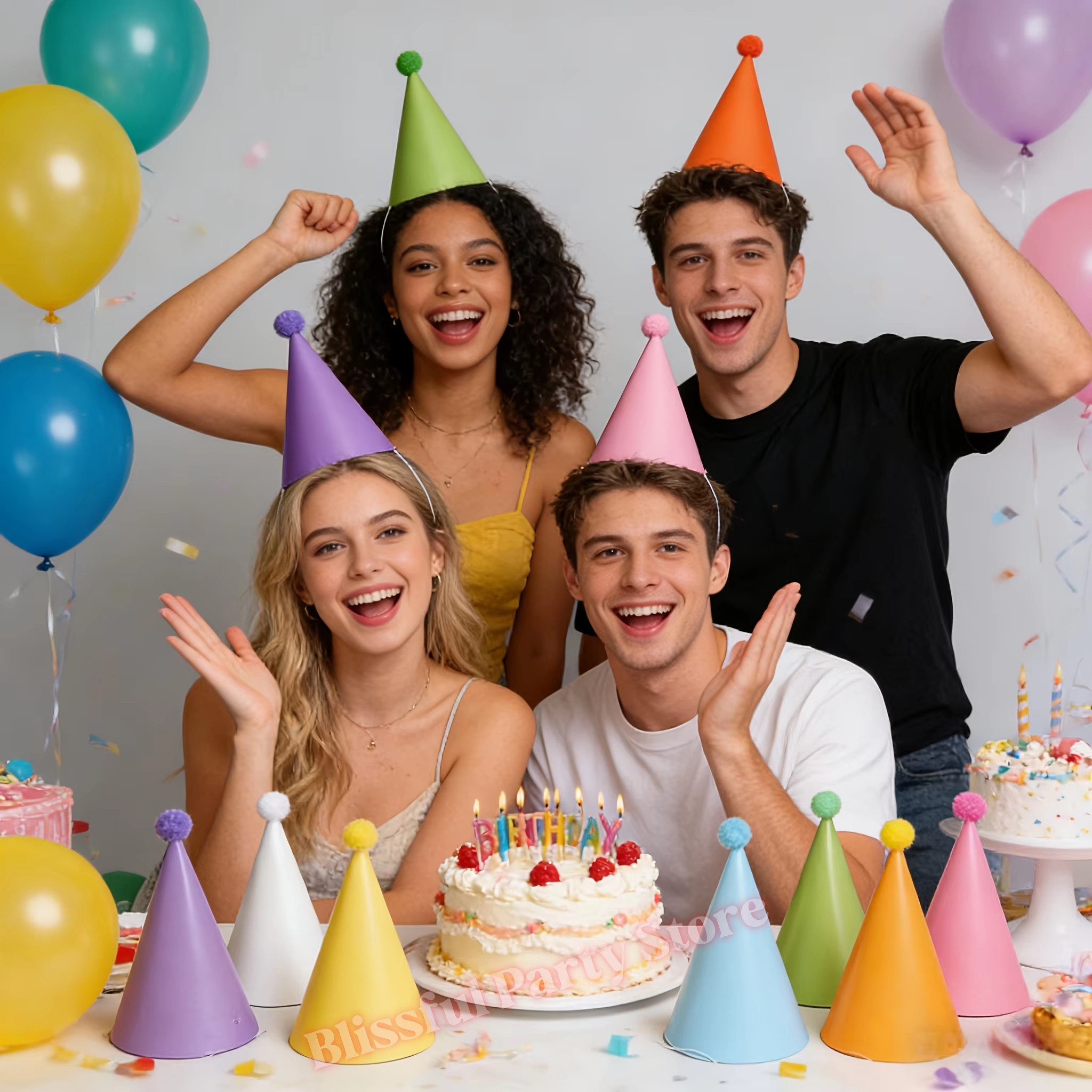 Colorful Birthday Party Hats M - Party Hat Cone ulasan dan harga