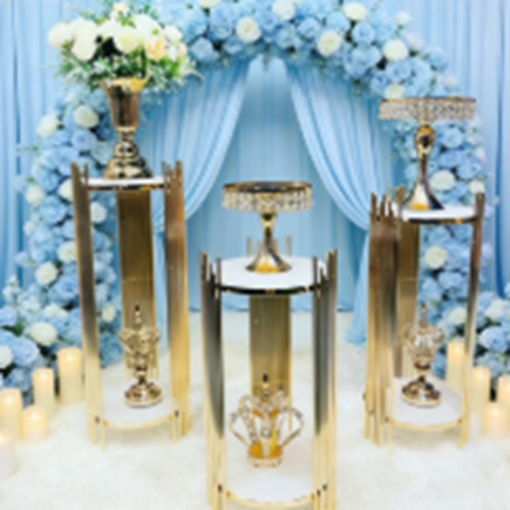 decoration gold metal walkway  - Dessert Table Backdrop ulasan dan harga
