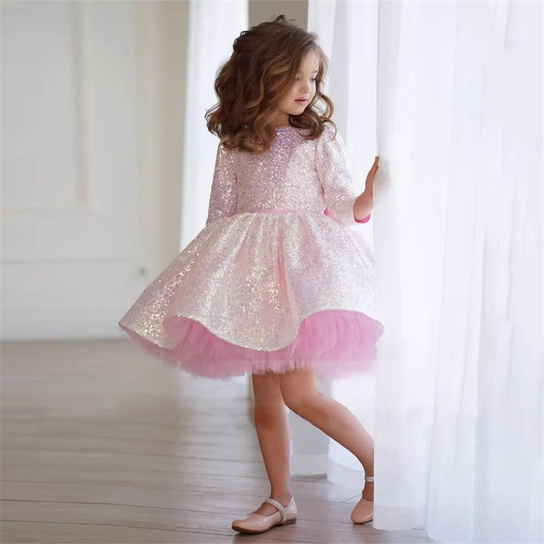 Glitter Pink Girl Dress Knee L - Birthday Sash Glitter ulasan dan harga