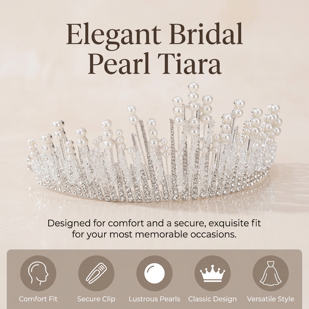 Bridal Pearl Crown Headpiece E - Event & Party Supply Photos ulasan dan harga