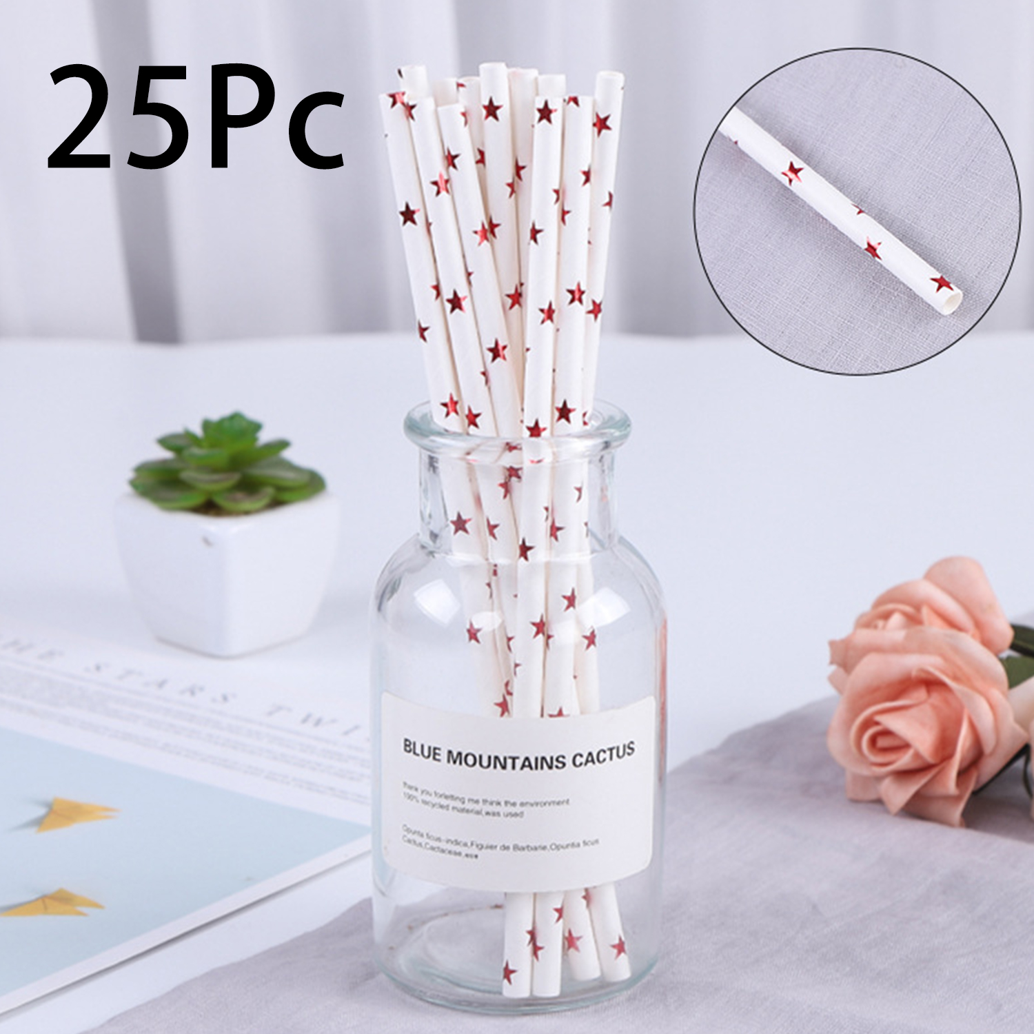 25 Pcs Colorful Disposable Pap - Paper Straw Color ulasan dan harga