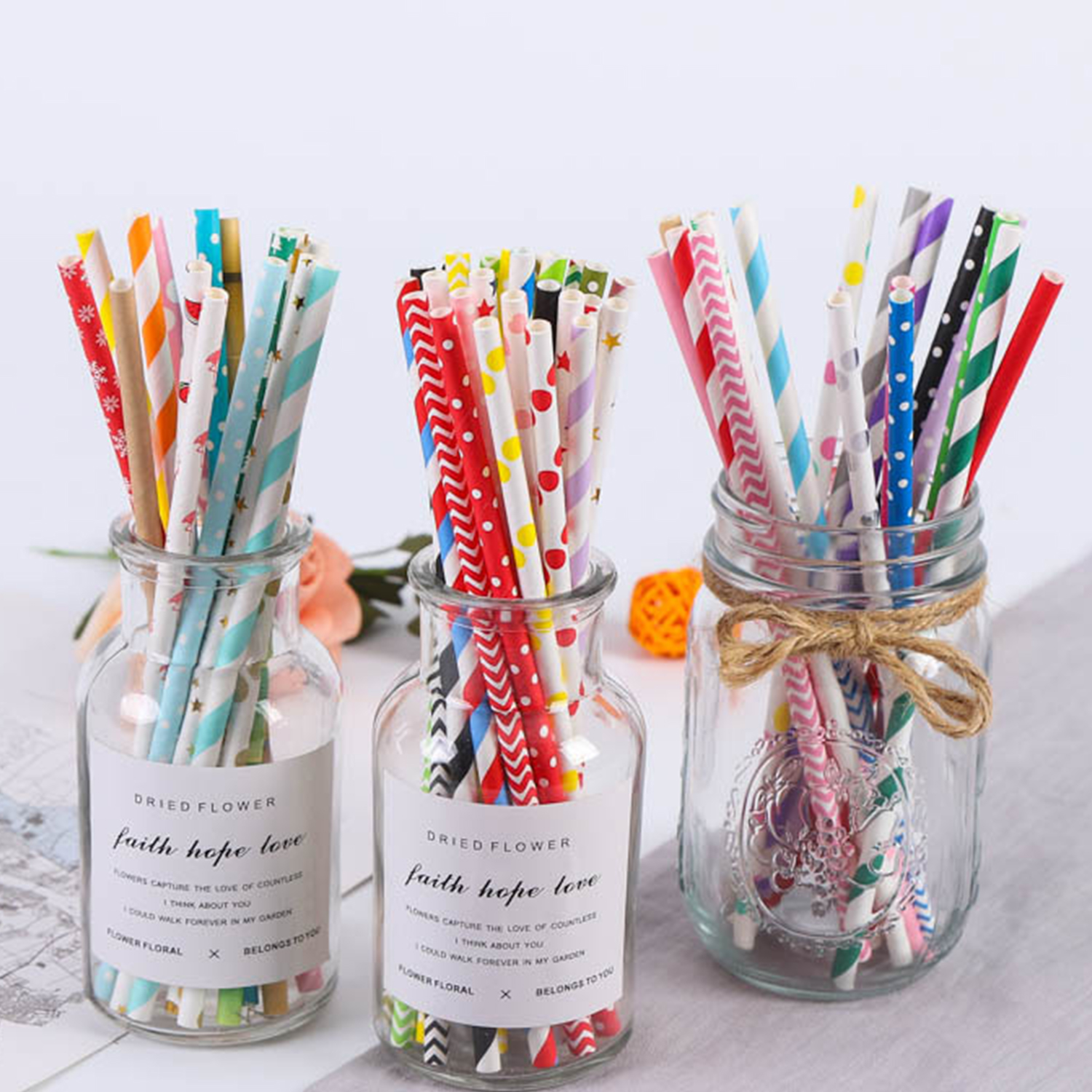 25 Pcs Colorful Disposable Pap - Paper Straw Color ulasan dan harga