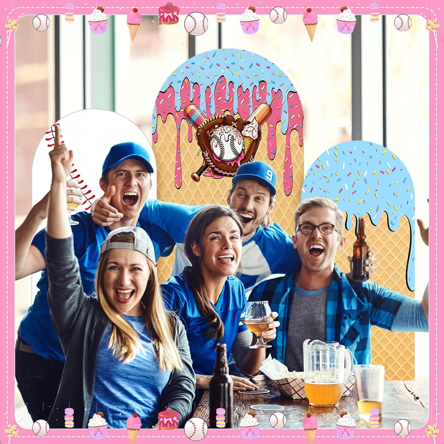 Baseball Ice Cream Drip Arch B - Dessert Table Backdrop ulasan dan harga