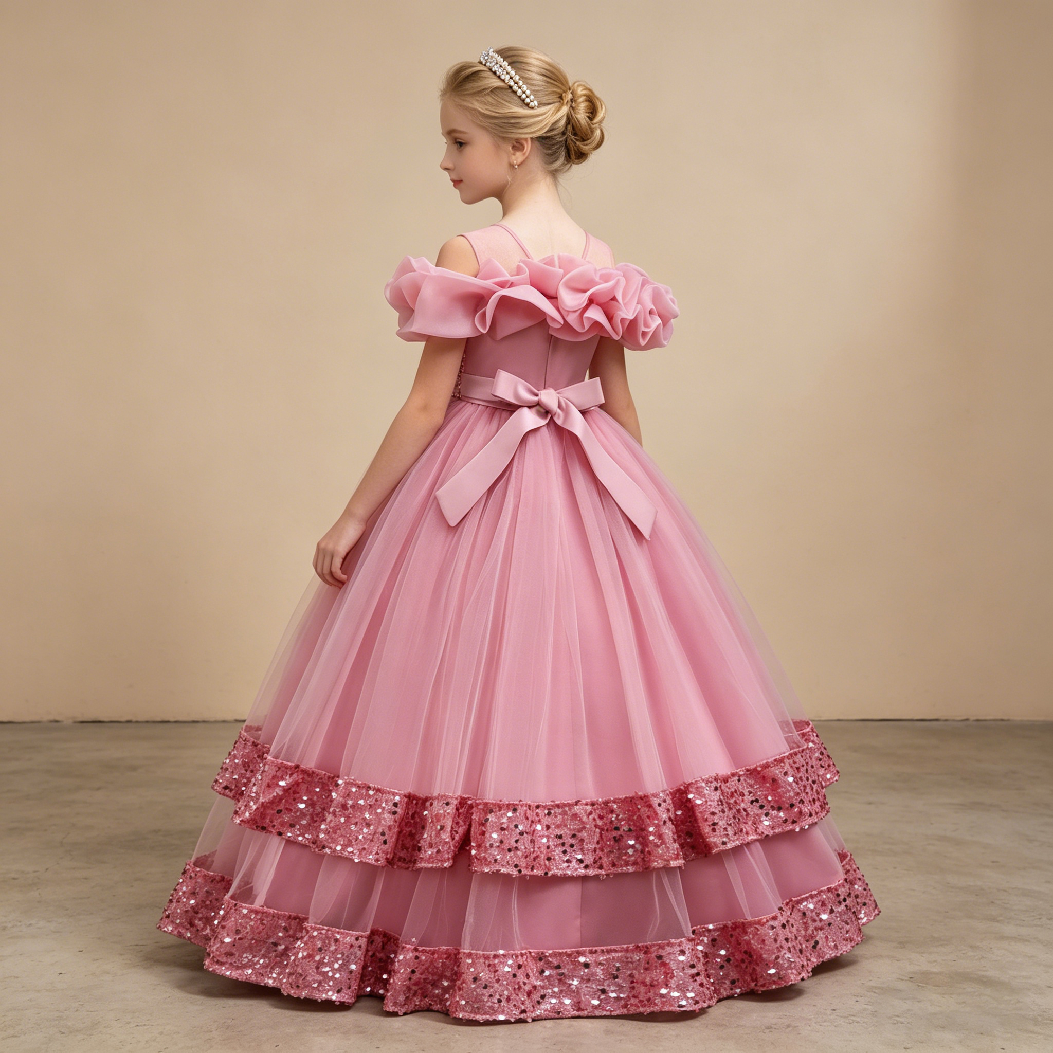 Girls Princess Off Shoulder Ru - Glitter Tablecloth ulasan dan harga