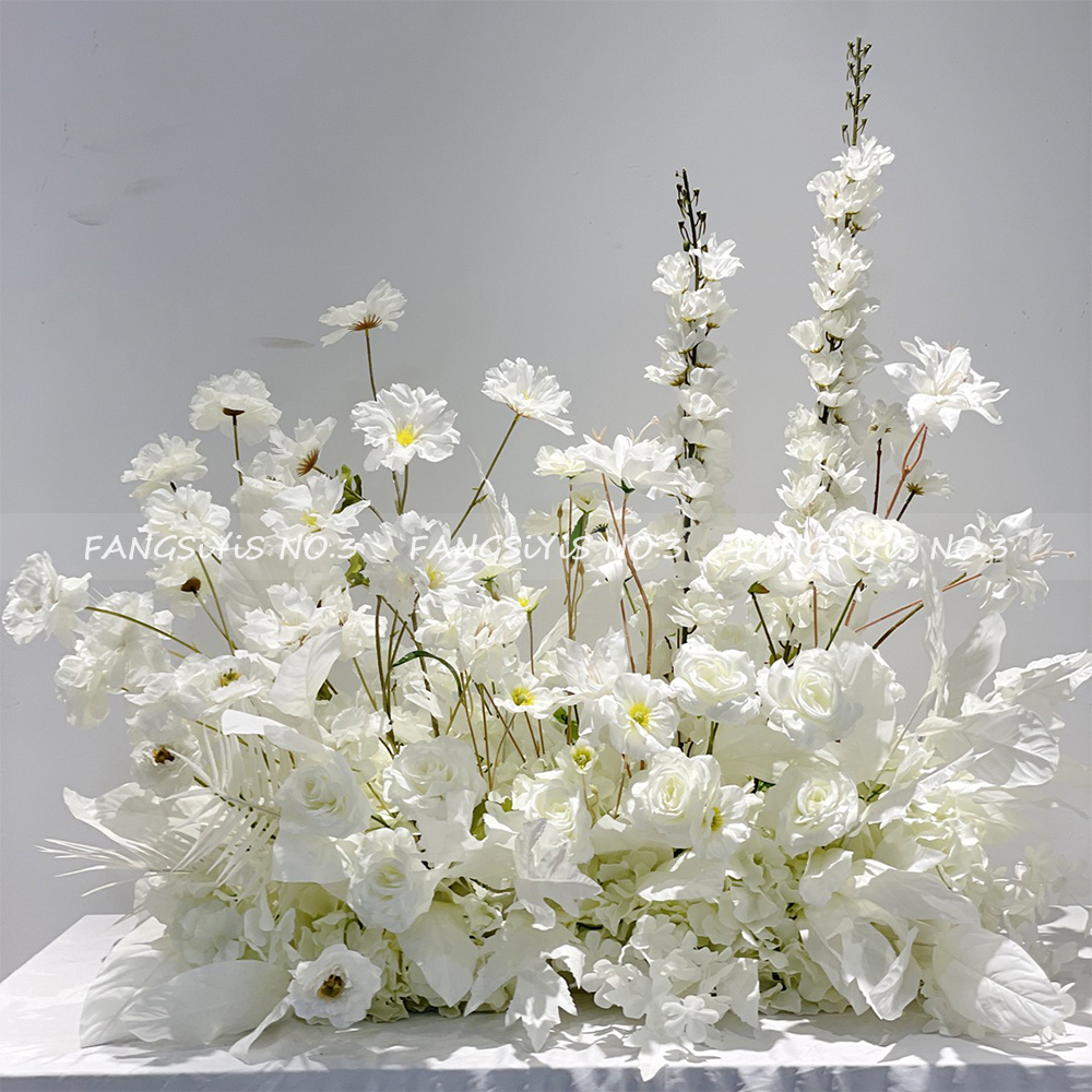 100/50CM Artificial White Rose - Flower Wall Panel ulasan dan harga