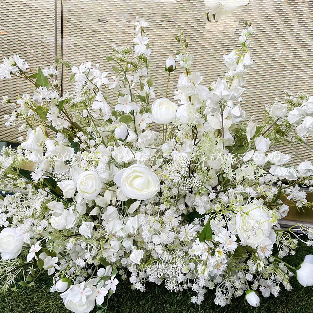 100/50CM Artificial White Rose - Flower Wall Panel ulasan dan harga