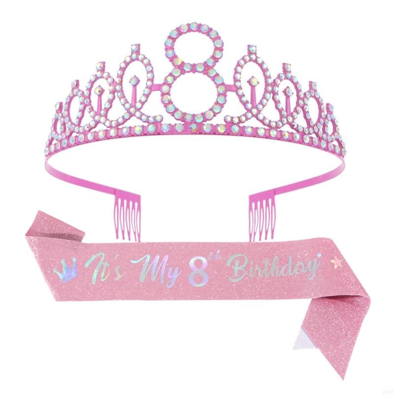 Glittering Pink Birthday Tiara - Birthday Sash Glitter ulasan dan harga