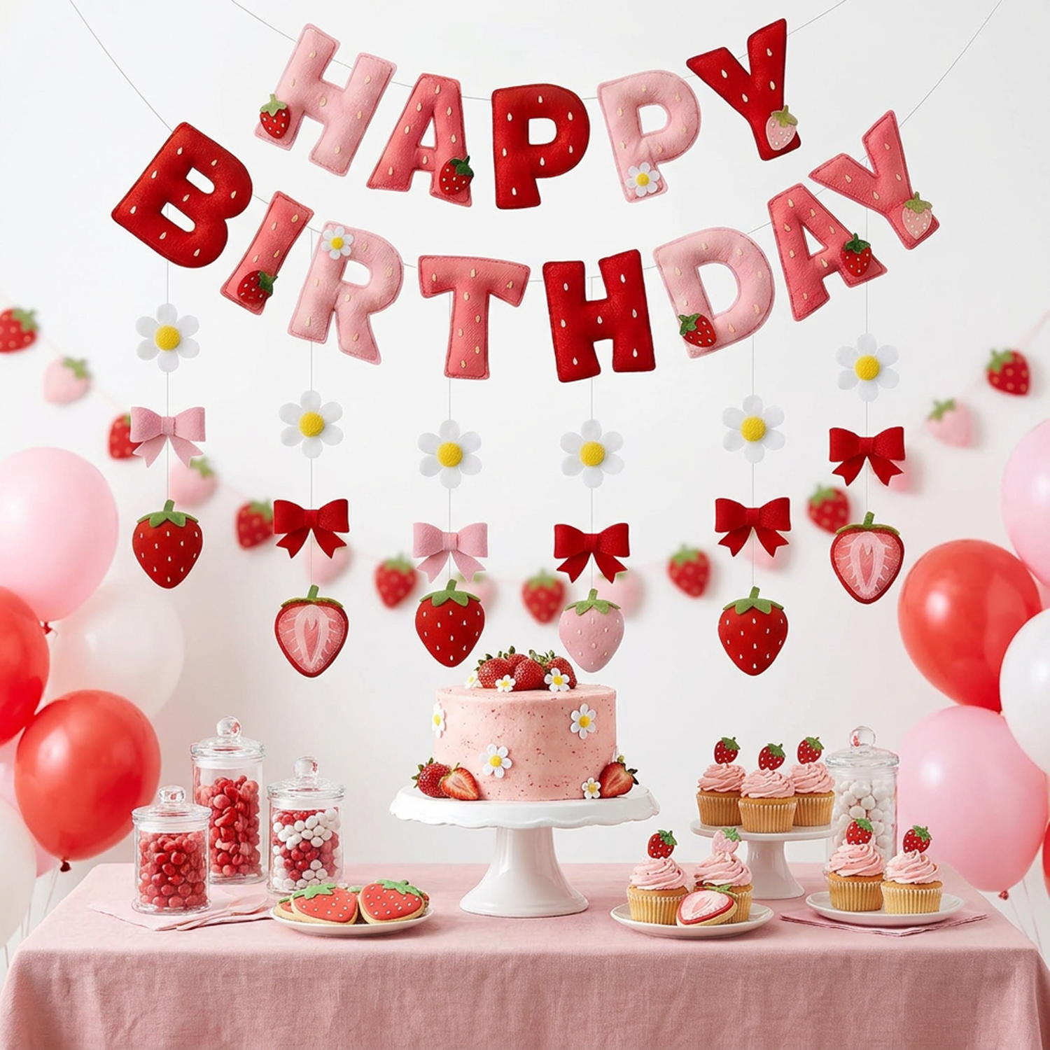 2D Felt Strawberry Hanging Gar - Event Party ulasan dan harga