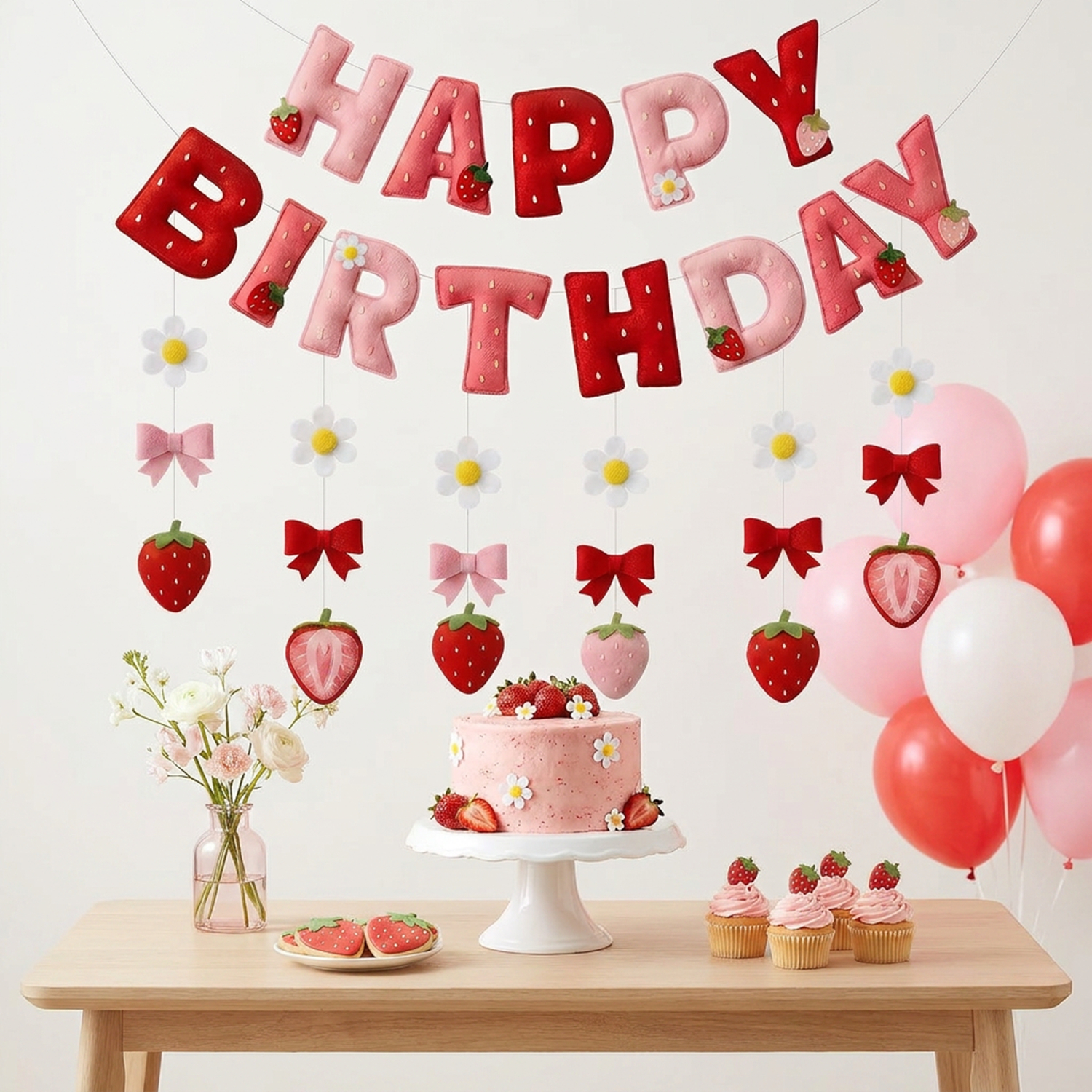 2D Felt Strawberry Hanging Gar - Event Party ulasan dan harga