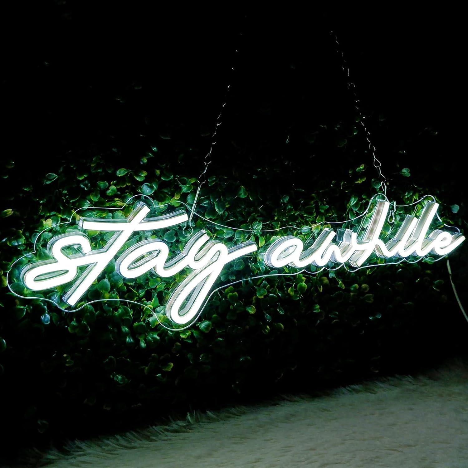 Stay Awhile Neon Signs USB Dim - Neon Sign Party ulasan dan harga