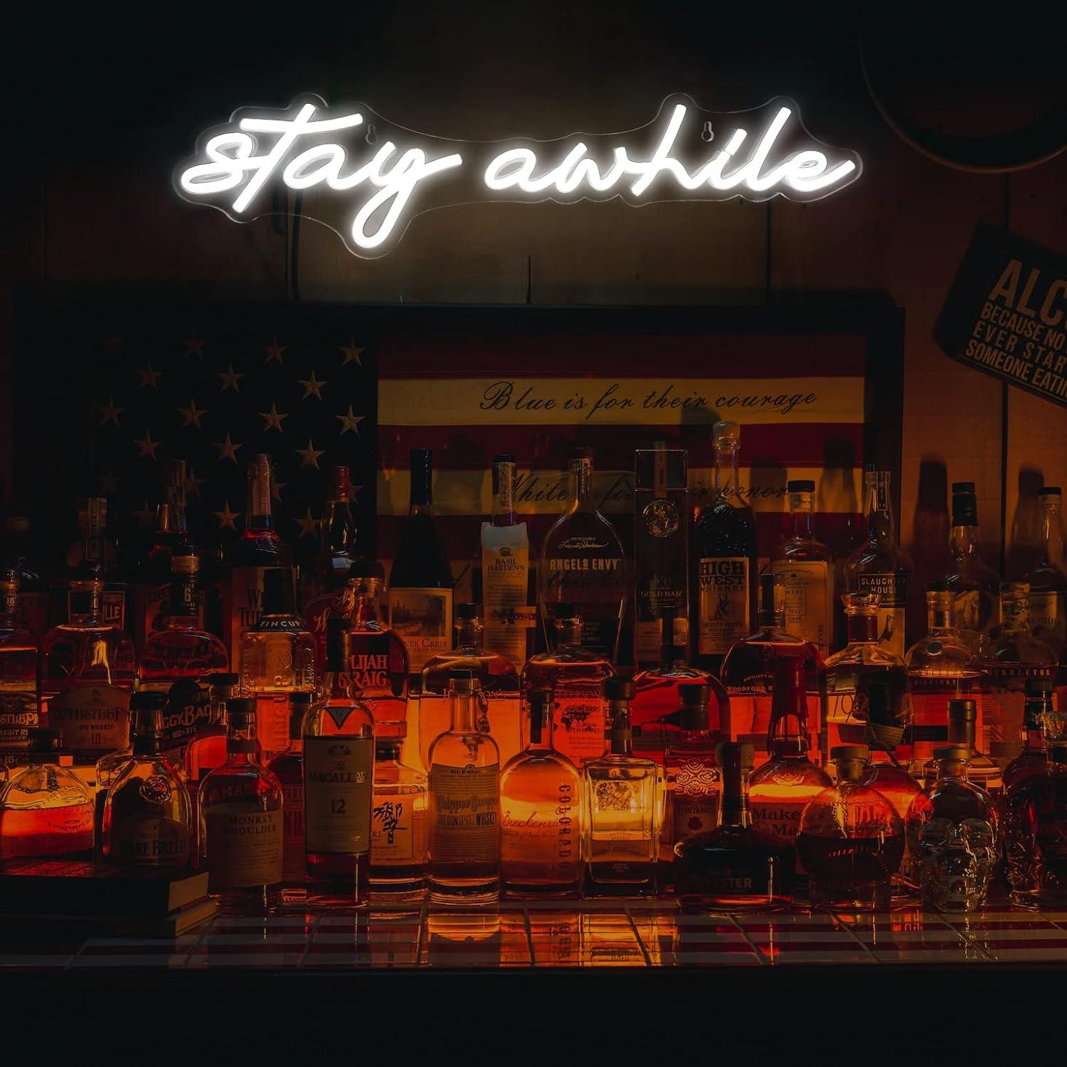 Stay Awhile Neon Signs USB Dim - Neon Sign Party ulasan dan harga