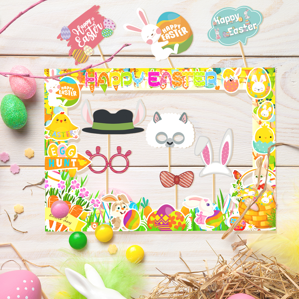 1set Easter Paper Photo Booth  - Photo Booth Frame ulasan dan harga