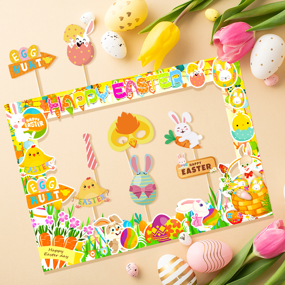 1set Easter Paper Photo Booth  - Photo Booth Frame ulasan dan harga
