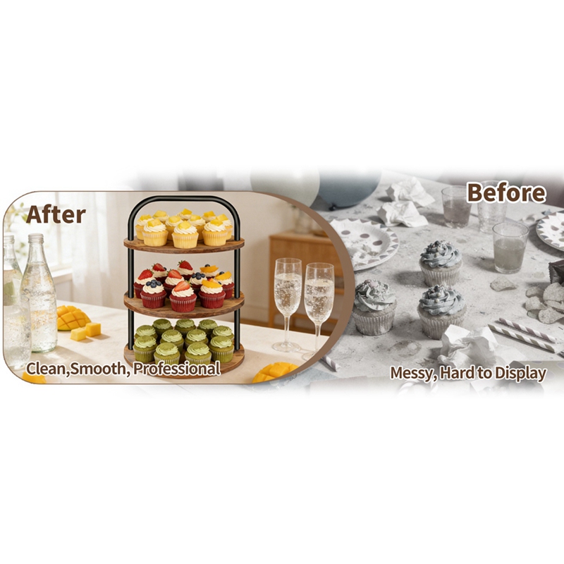 ABLN-Wooden Cupcake Stand Dess - Cupcake Stand Tier ulasan dan harga
