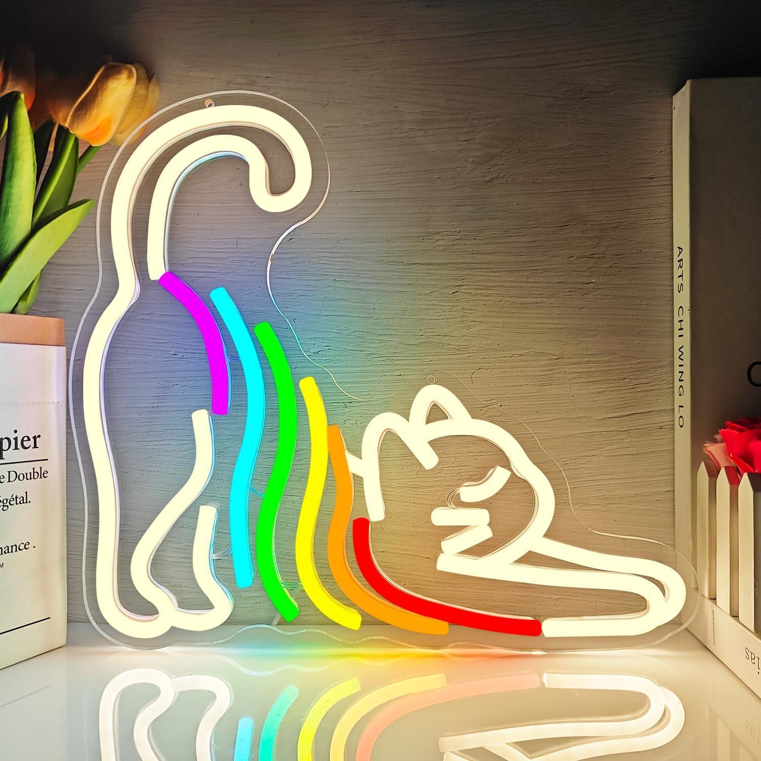 Rainbow Stretching Cat Neon Si - Neon Sign Party ulasan dan harga