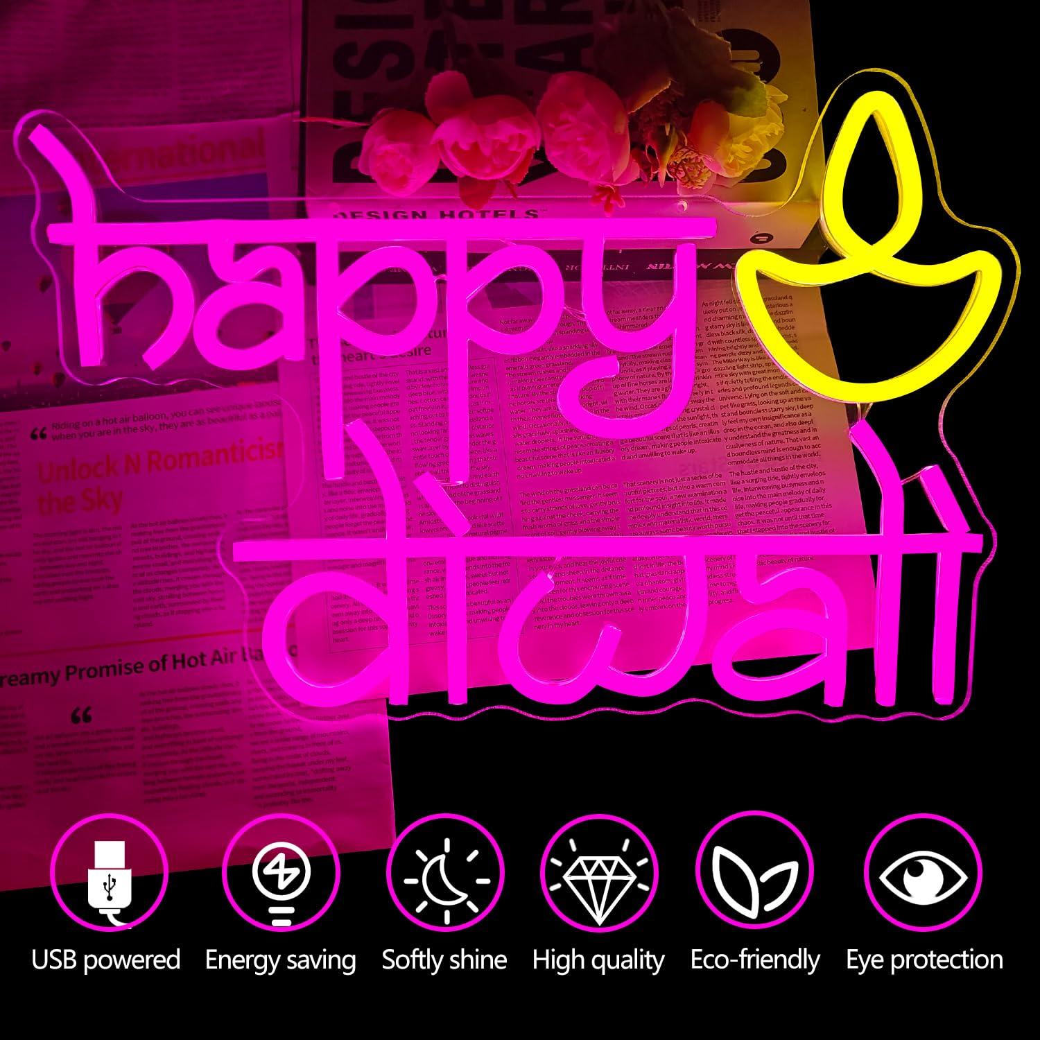 Happy Diwali Neon Sign USB Pow - Neon Sign Party ulasan dan harga