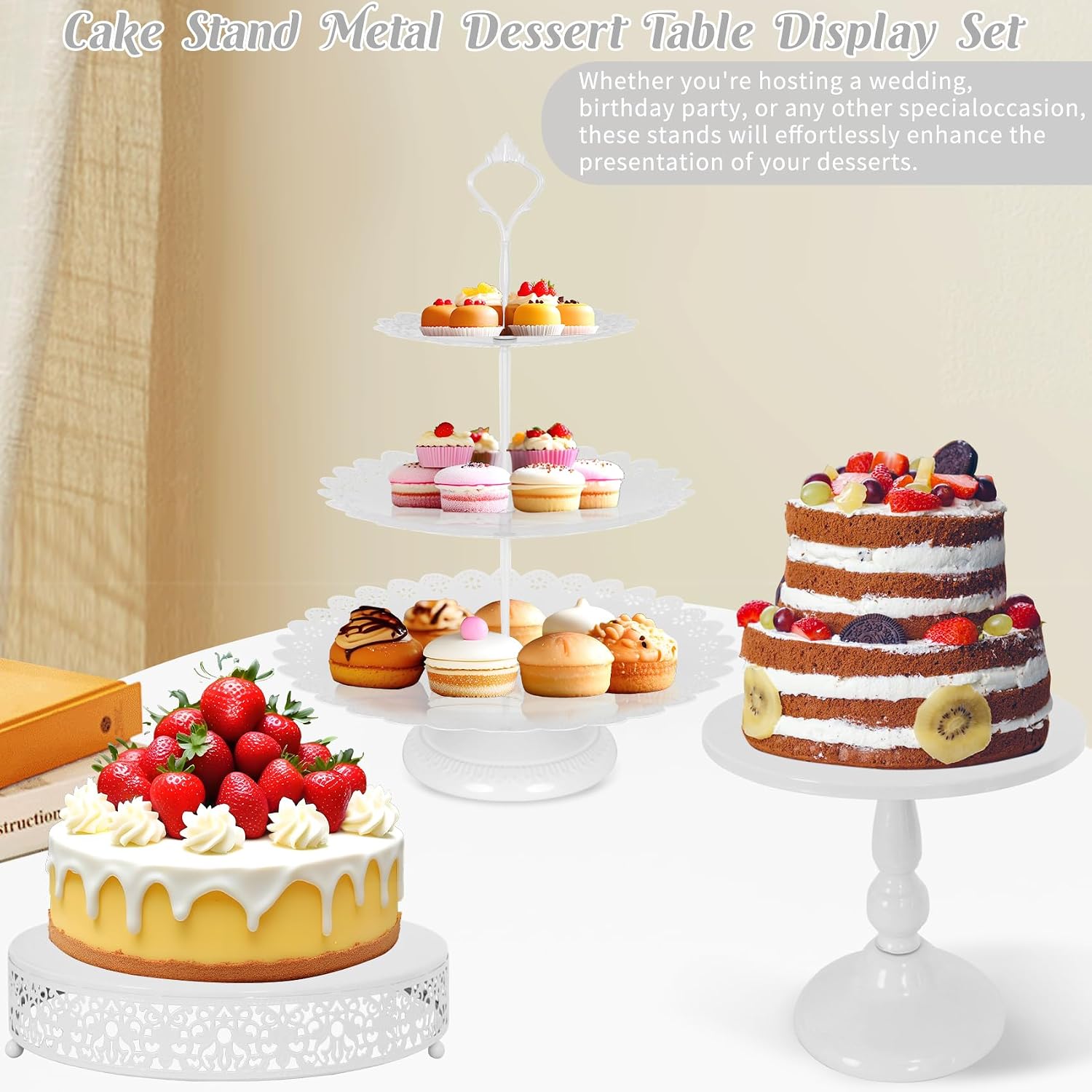 Black Metal Dessert Table Disp - Cupcake Stand Tier ulasan dan harga