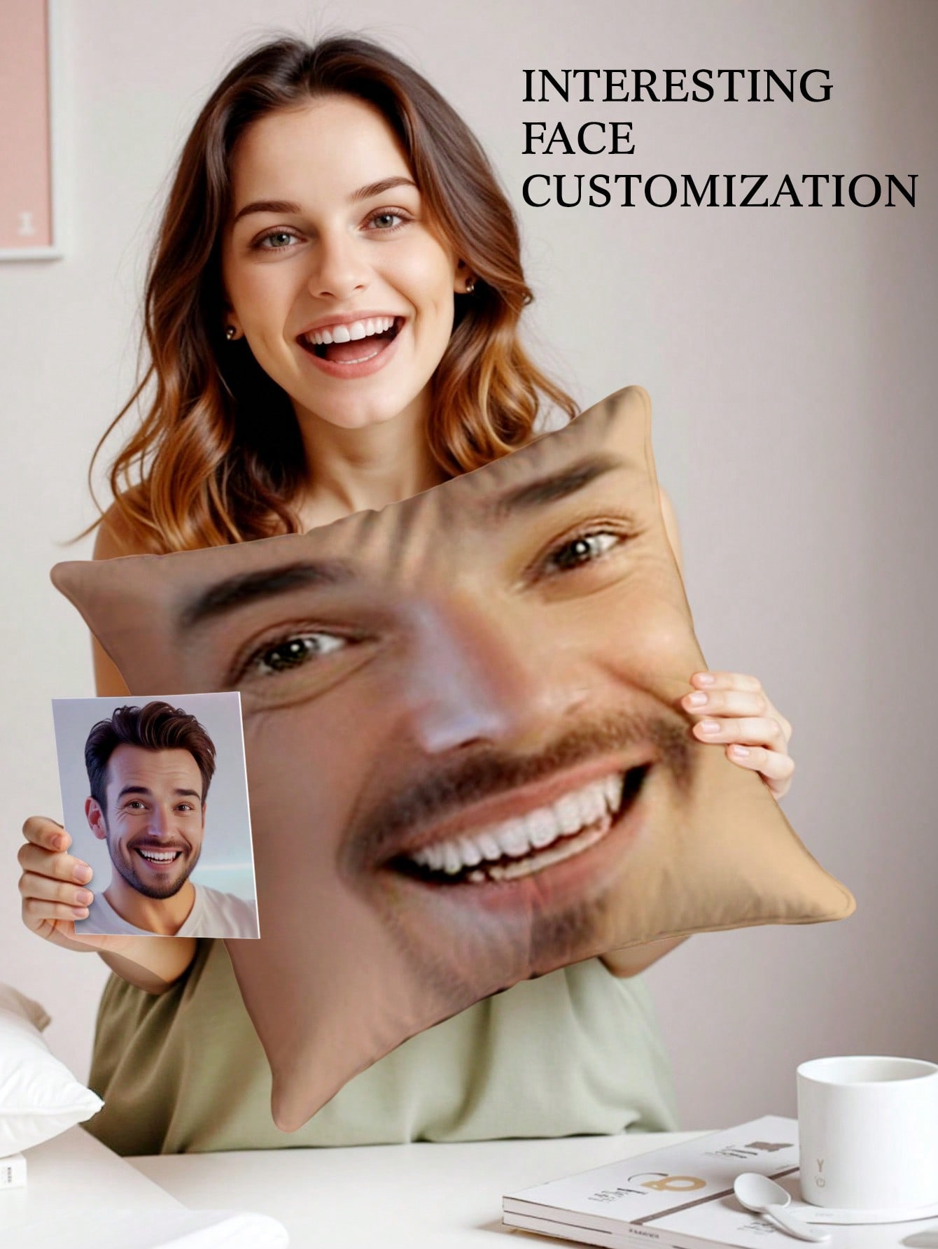 1pc Custom Face Square Pillow  - Eve Party ulasan dan harga