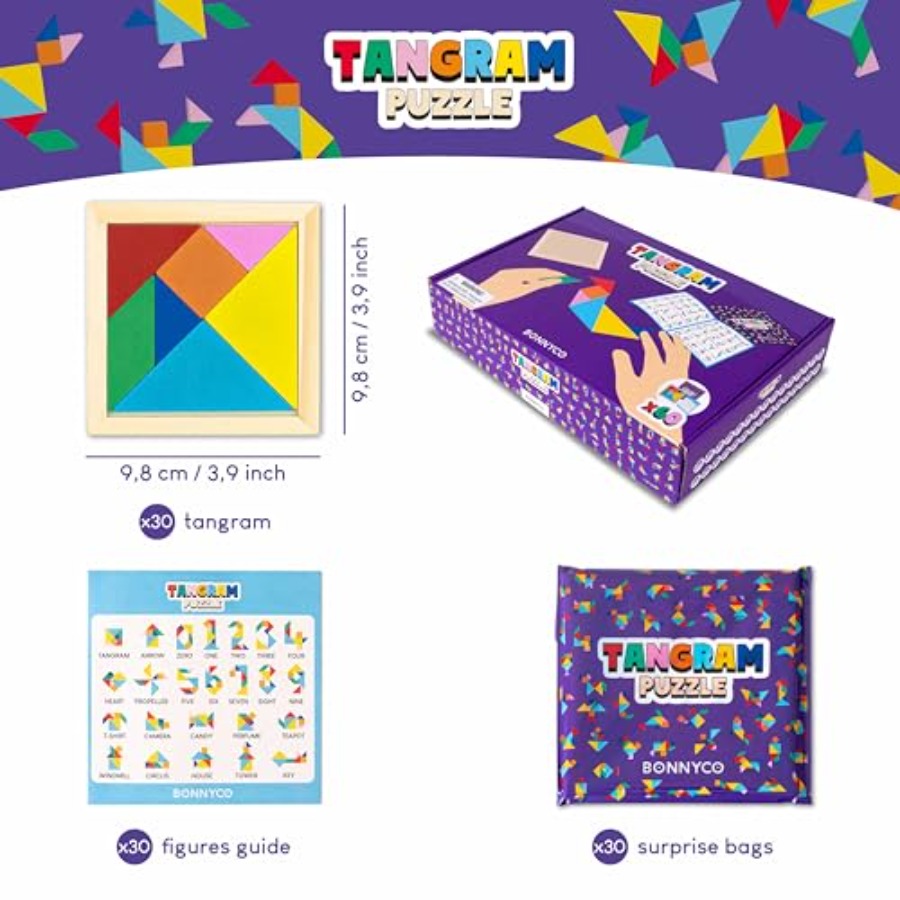Tangram Puzzle Wooden Pack 30  - Party Favor Bag ulasan dan harga